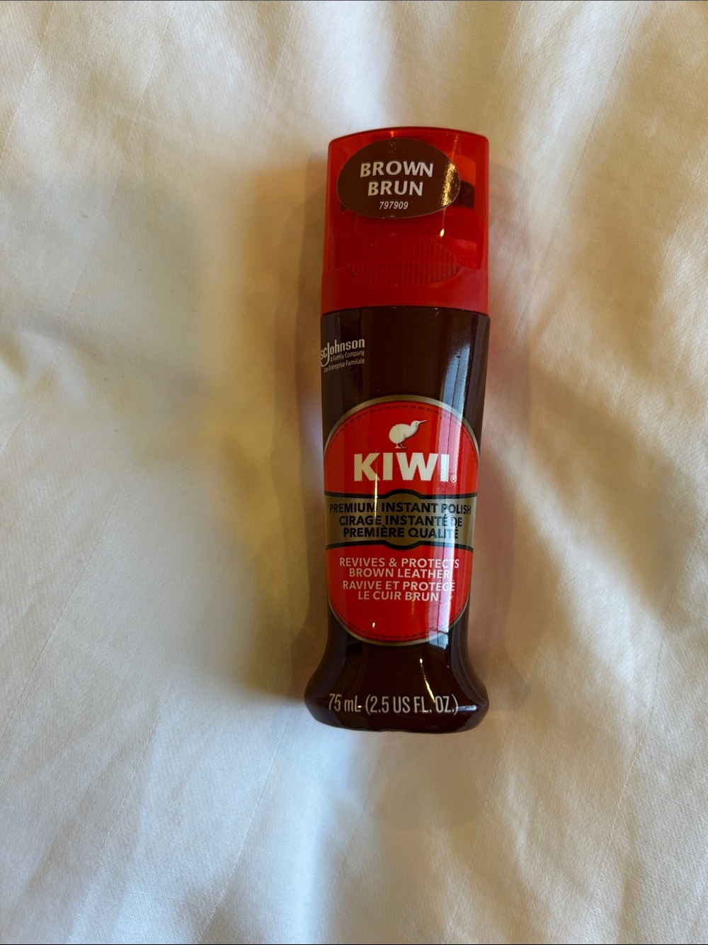 Kiwi Brown Leather Instant Polish - Red & Brown Bottle